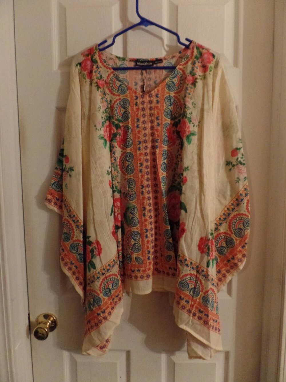 NWT Tolani Collection XL 18 20 Kimono Batwing Kaftan Floral Boho Blouse SUMMER